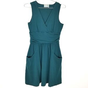 Athleta Women Jura Sleeveless Athletic Dress Sz L Teal Pullover Pockets Athletic